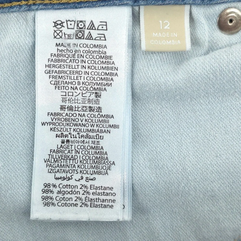 Michael Kors Womens Jeans Cropped Flare 12‎ Blue Frayed Hem Denim